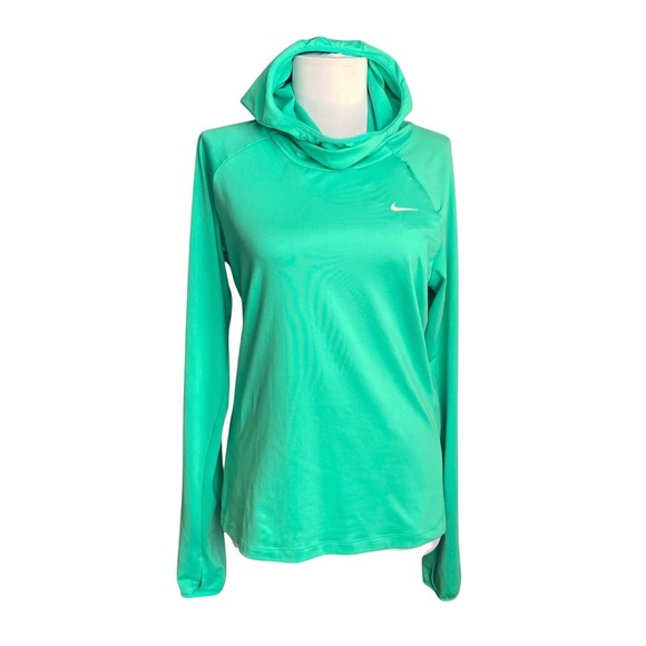NIKE RUNNING Dri Fit Element Hoodie Pullover Top Jacket Size M Green Athleisure - Picture 1 of 9